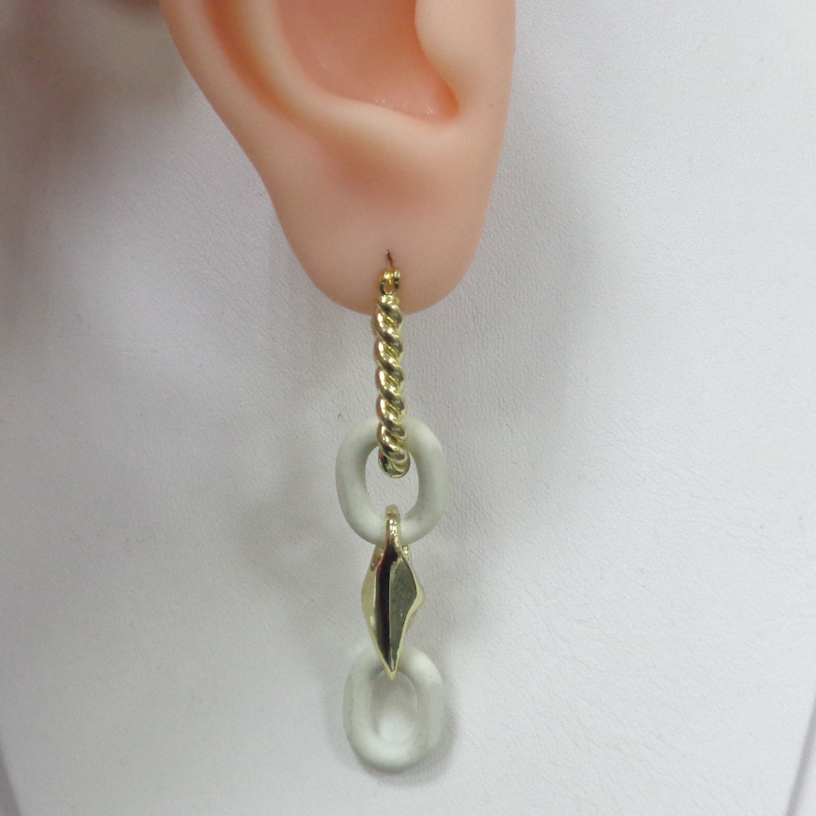 Серьги-трансформер из бижутерного сплава желтого цвета; вставки Лак;